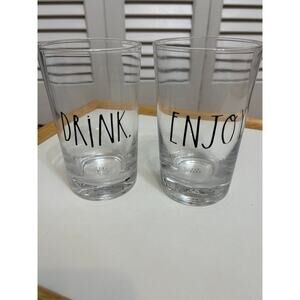Rae Dunn ENJOY and DRINK Glasses